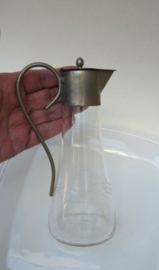 Art Nouveau pewter mounted cut glass jug