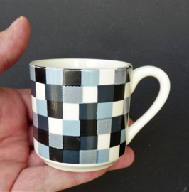 Gien France Mid Century checkered coffee cups