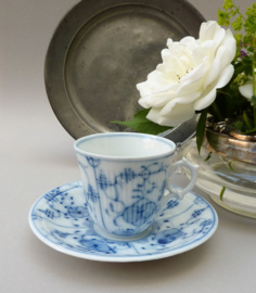 Rauenstein antique blue and white Strawflower porcelain cup with saucer