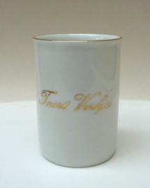 Porseleinen taartvorkjesvaasje met gouden letters