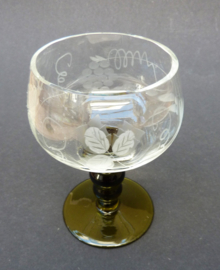 Crystal roemer wine glass olive green bubble stem