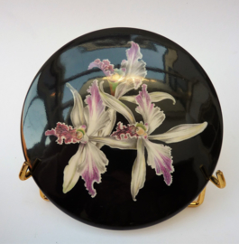Villeroy Boch Black Forest Orchidee zwarte porseleinen dekseldoos