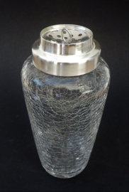 Mid Century craqueled crystal and silver plated mounted cocktail shaker