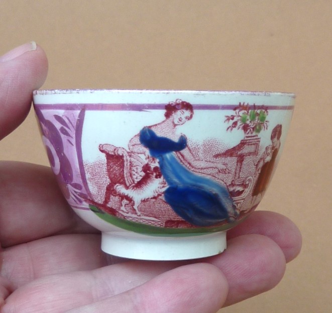 Dawson Sunderland luster ware cup with saucer early 19th century