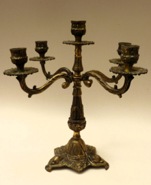 Art Nouveau bronze five armed candlestick