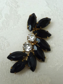 Juliana D & E black and white rhinestones brooch