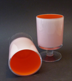 Mid Century orange white cocktail glass - set of two