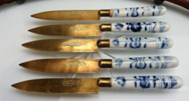Antique Uchatius Bronce Blue Onion fruit knives - set of five