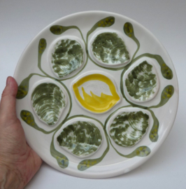 French Mid Century oyster plate MBFA Faience de Pornic