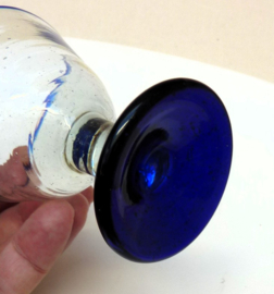Digestive glasses with blue rim and stem