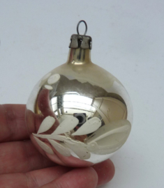 Vintage kerstbal zilver 6 cm
