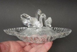 Lead crystal Swans trinket chocolate dish