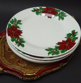 Vintage Christmas breakfast dessert plates Christmas rose