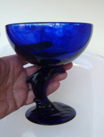 Cobalt blue pressed glass Dolphin chocolate bowl