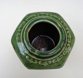 Chinese jade groen geglazuurde Shiwan gemberpot