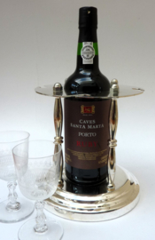 Verzilverde caddy voor port fles en glazen