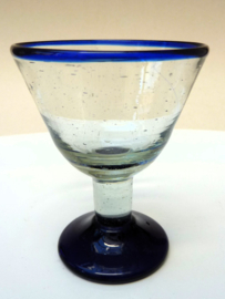 Digestive glasses with blue rim and stem