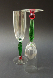 WMF Walter Wenzl handblown champagne glasses coloured stem