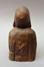 Vintage hand carved wooden smiling Buddha