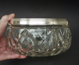 Art Deco Dutch silver and crystal fruit bowl