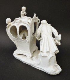 Biscuit porcelain sculpture Lady in carriage