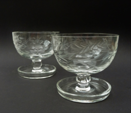 A pair of antique crystal dessert coupe glasses 