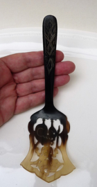 Antique Asian hand carved horn Wajong pastry server