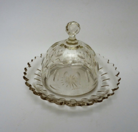 19th century Dutch cut crystal butter dome