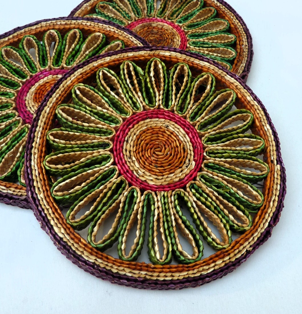 Raffia onderzetter jaren 60