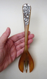 Vintage horn salad servers with silver plated application