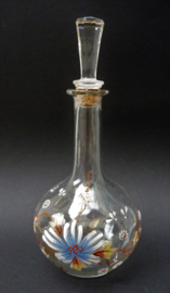 Antique enameled glass decanter bottle