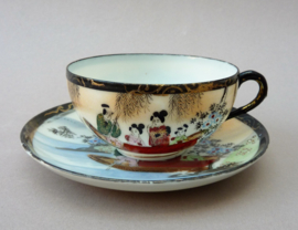 Japanese Rokuzo Geishaware porcelain cup with saucer