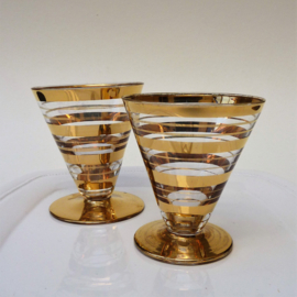 Mid Century goud gestreepte likeurglazen