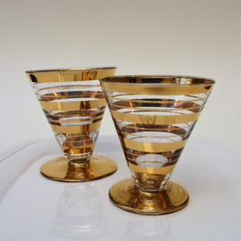 Mid Century gold striped liqueur glasses