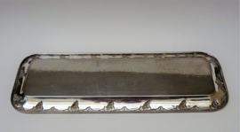 Silver plated rectangular tray with engraved vine decoration