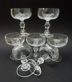 Kristallen likeur coupes met geetst jachtdecor Klingenbrunn Kristallglas 