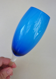 Murano blue champagne toasting flute glass set