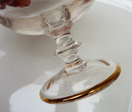 Murano engraved brandy glasses gold band