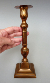 A pair of 19th century Flemish red copper neo classical candlesticks