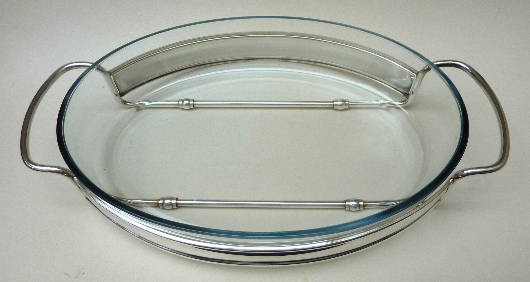Marinex glazen ovenschaal in verzilverde houder