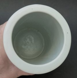 Chinese Qing porcelain brush pot with calligraphy