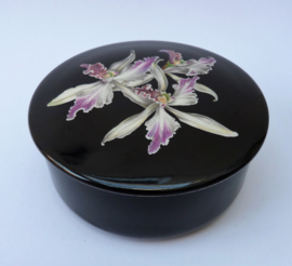 Villeroy Boch Black Forest Orchidee zwarte porseleinen dekseldoos