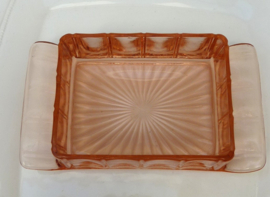 Roze Art Deco persglazen botervloot