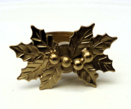 Goudkleurige Hulst servetringen met magneet