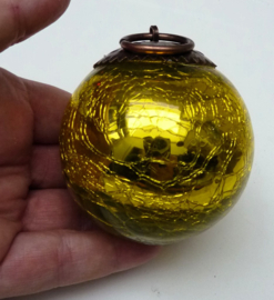 Vintage Duitse glazen Kugel kerstbal geelgoud