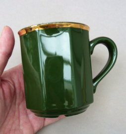 Walkure bistroware porcelain mug in green and gold
