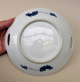 Antique Dutch blue and white Long Eliza chinoiserie porcelain candy dish