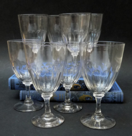 Wine glasses with facet cut bowl 19th century