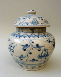 Vietnamese blue white pottery lidded jar