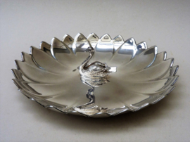 Reed and Barton silver plated water lily swan dish